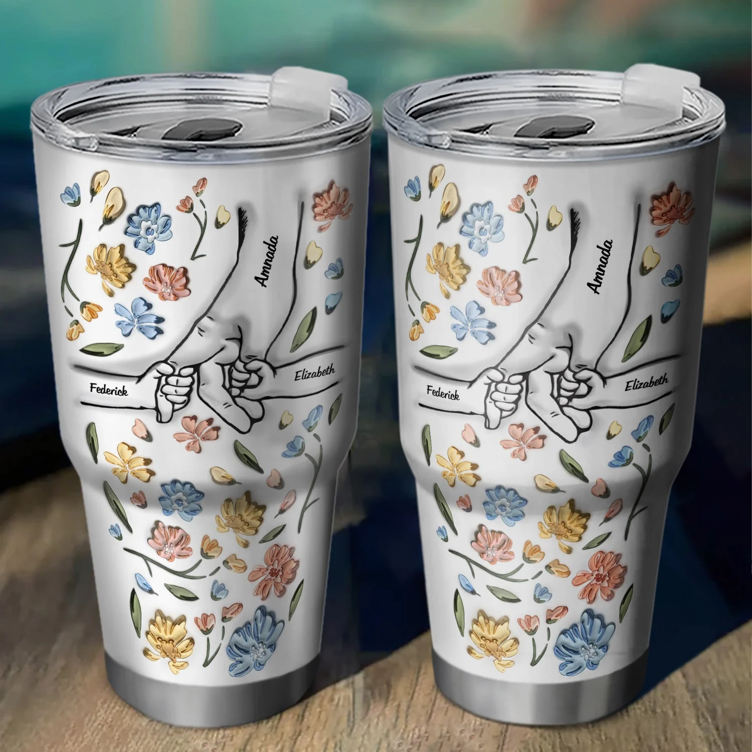 Hand In Hand, I Will Always Protect You - Gift For Mom, Grandma - Personalized 3D Inflated Effect Printed 30 Oz Tumbler - Image 2