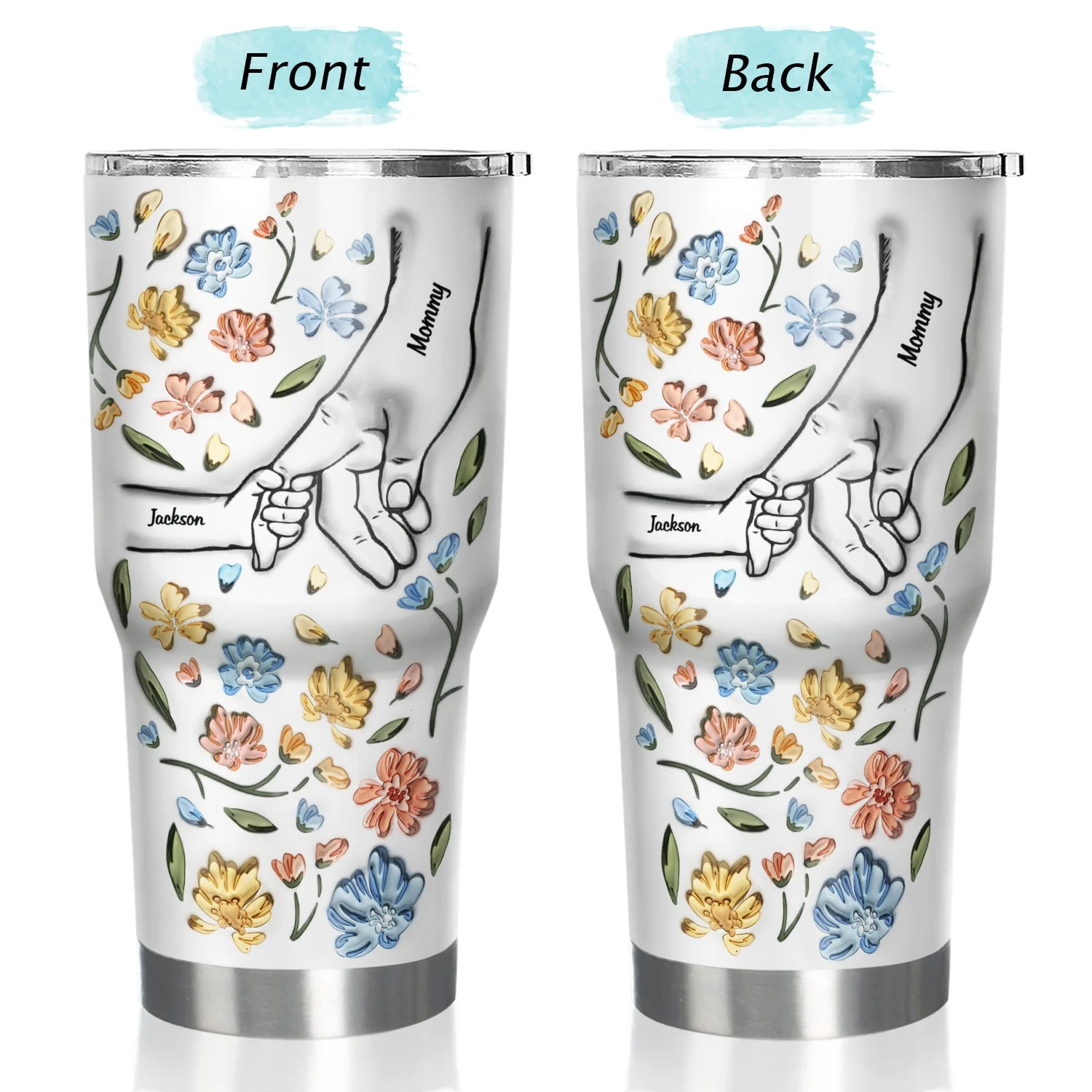 Hand In Hand, I Will Always Protect You - Gift For Mom, Grandma - Personalized 3D Inflated Effect Printed 30 Oz Tumbler - Image 3