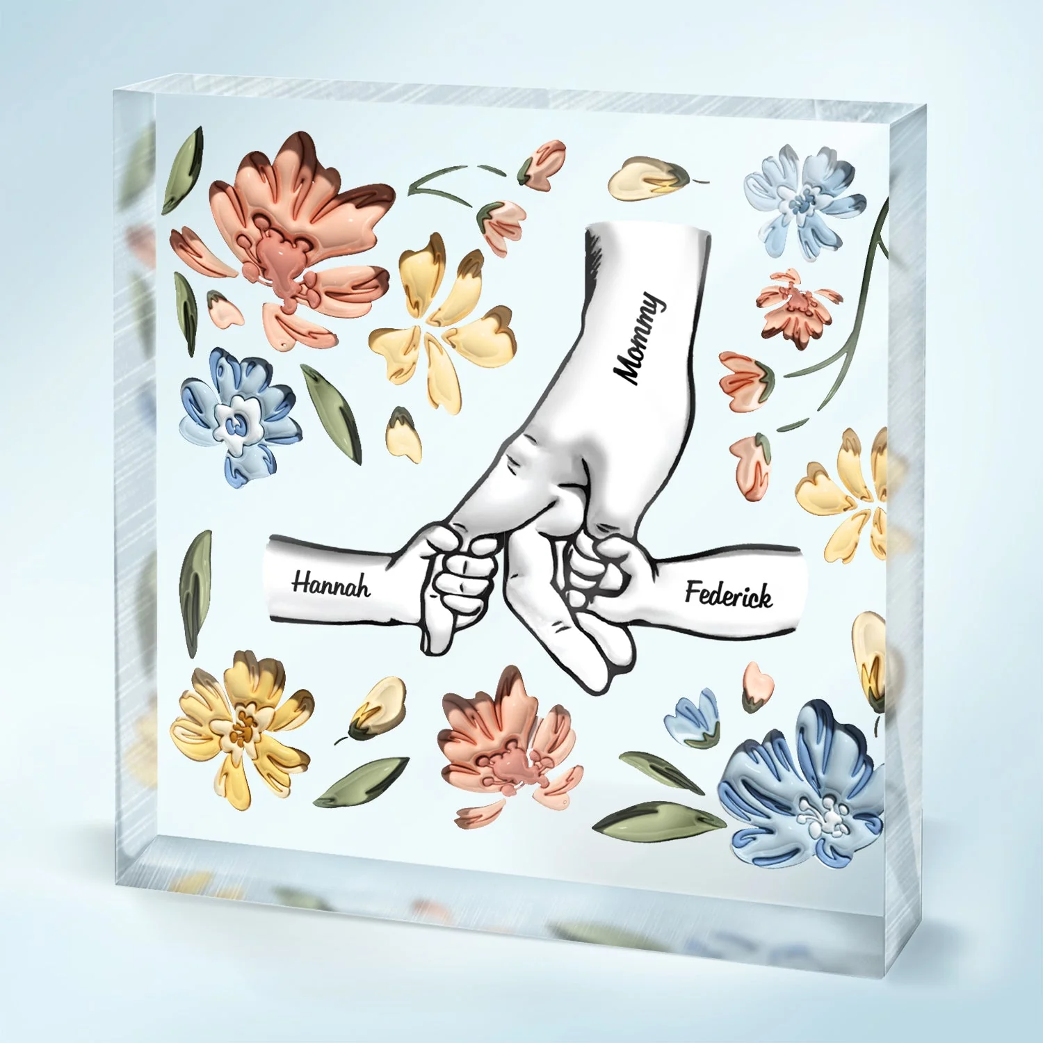 Hand In Hand, I Will Always Protect You - Gift For Mom, Grandma - Personalized Square Shaped Acrylic Plaque - Image 2