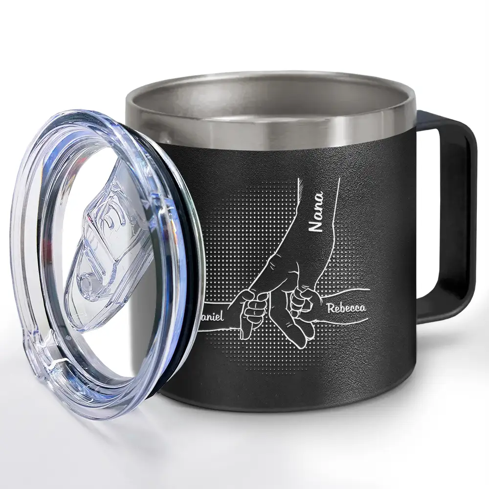 Hand In Hand, I Will Always Protect You - Personalized 14oz Stainless Steel Tumbler With Handle - Image 3