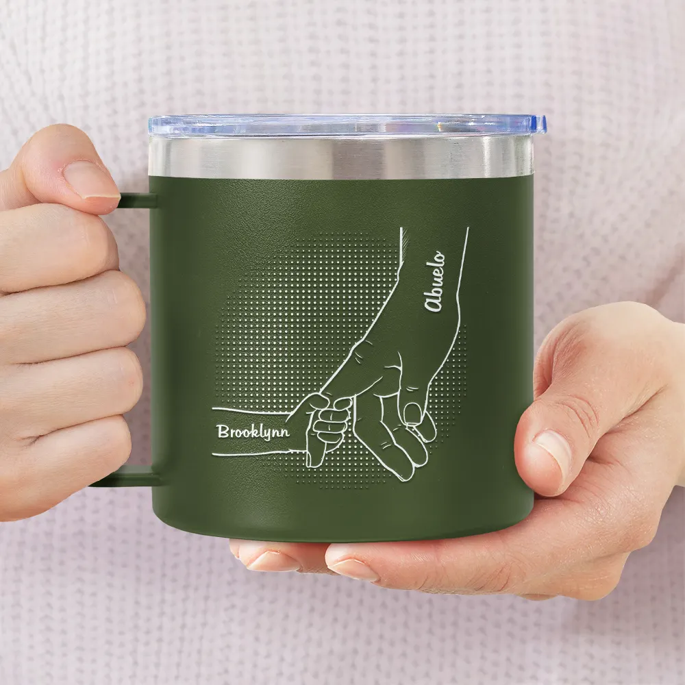 Hand In Hand, I Will Always Protect You - Personalized 14oz Stainless Steel Tumbler With Handle - Image 4