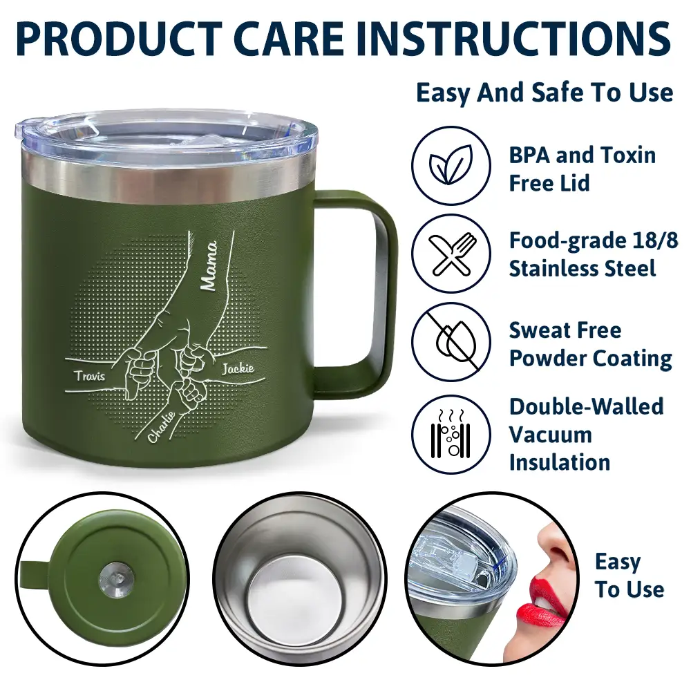 Hand In Hand, I Will Always Protect You - Personalized 14oz Stainless Steel Tumbler With Handle - Image 7