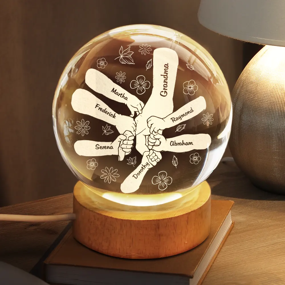 Hand In Hand I Will Always Protect You - Personalized Crystal Globe Lamp - Image 2