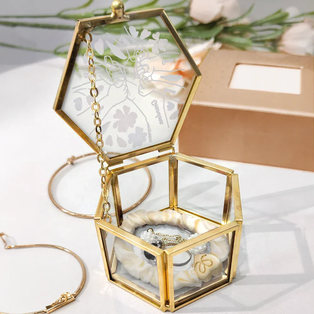 Hand In Hand I'll Protect You Mom Grandma - Personalized Glass Jewelry Box - Image 4