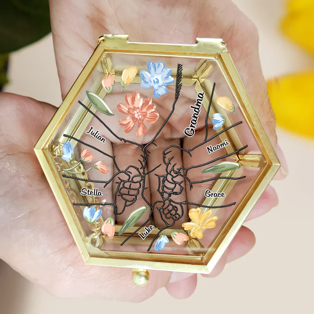 Hand In Hand I'll Protect You Mom Grandma - Personalized Glass Jewelry Box - Image 5
