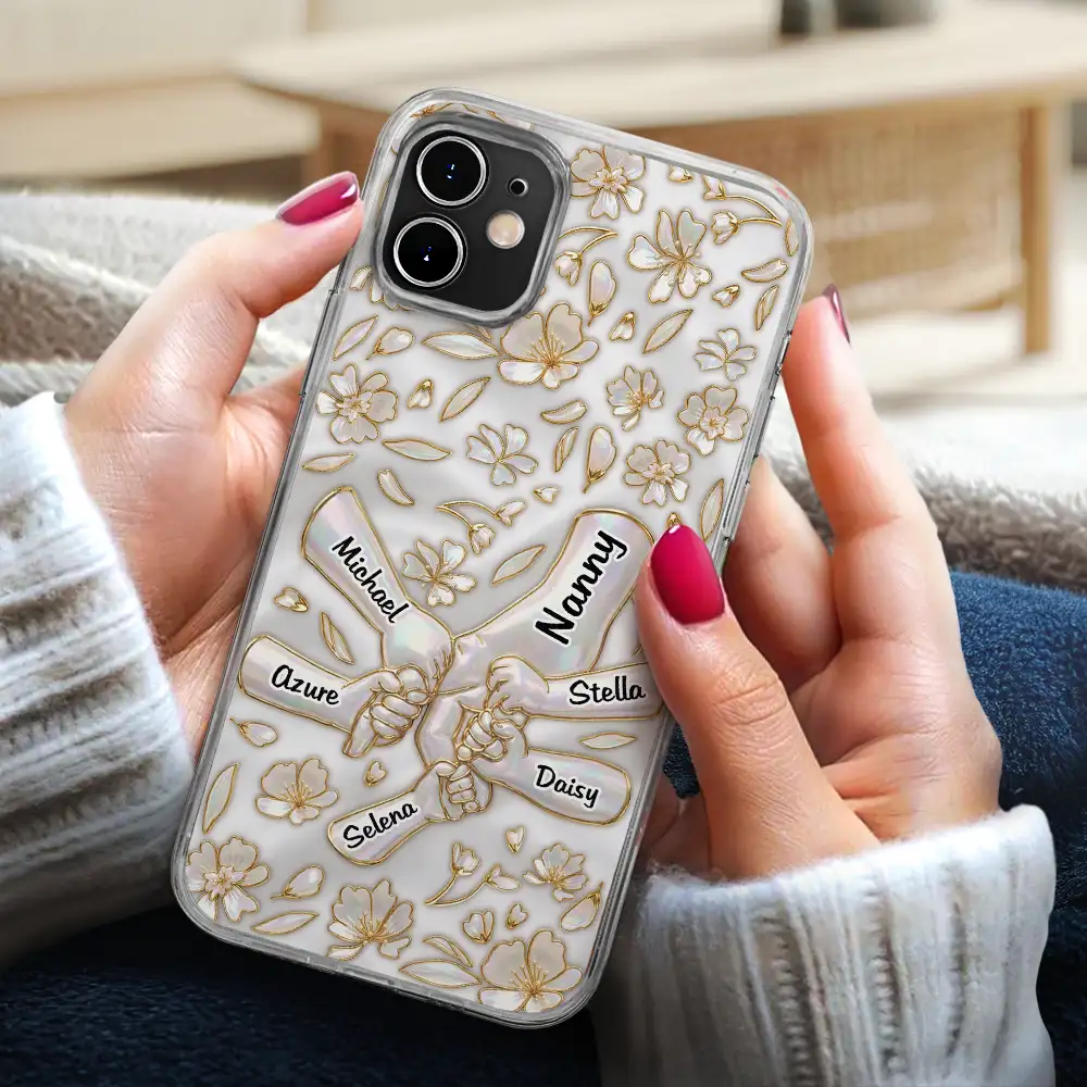 Hand In Hand Mom Grandma Nacre Effect 3D Inflated Effect Printed - Personalized Clear Phone Case - Image 3