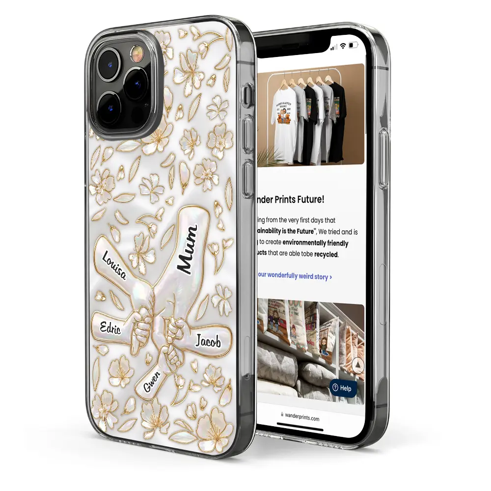 Hand In Hand Mom Grandma Nacre Effect 3D Inflated Effect Printed - Personalized Clear Phone Case - Image 4