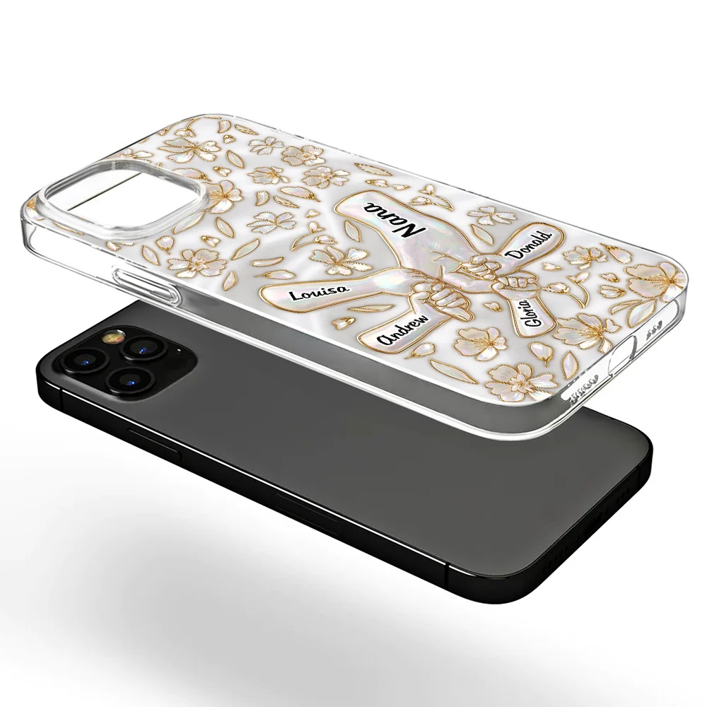 Hand In Hand Mom Grandma Nacre Effect 3D Inflated Effect Printed - Personalized Clear Phone Case - Image 5