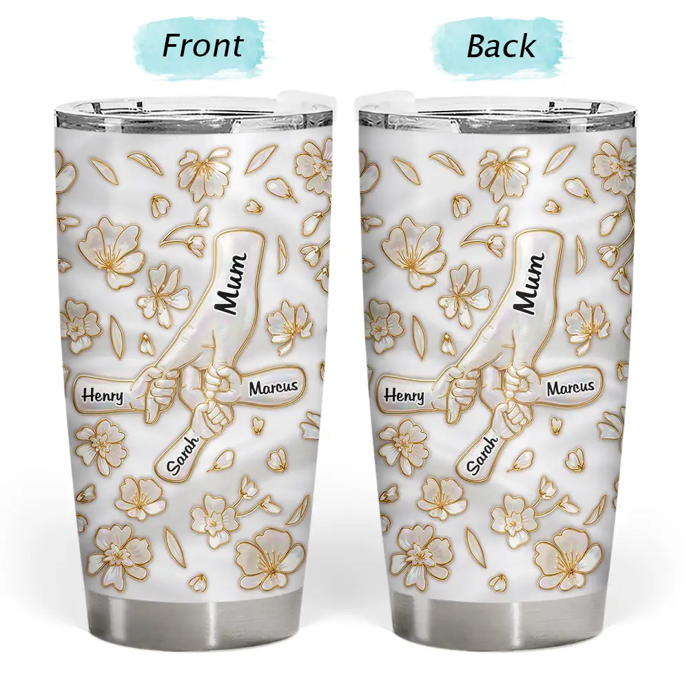 Hand In Hand Mom Grandma Nacre Effect - Personalized Tumbler - Image 3