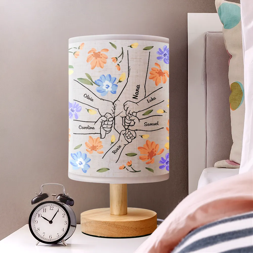 Hand In Hand Will Always Protect You Mom Nana - Personalized Fabric Lamp - Image 2