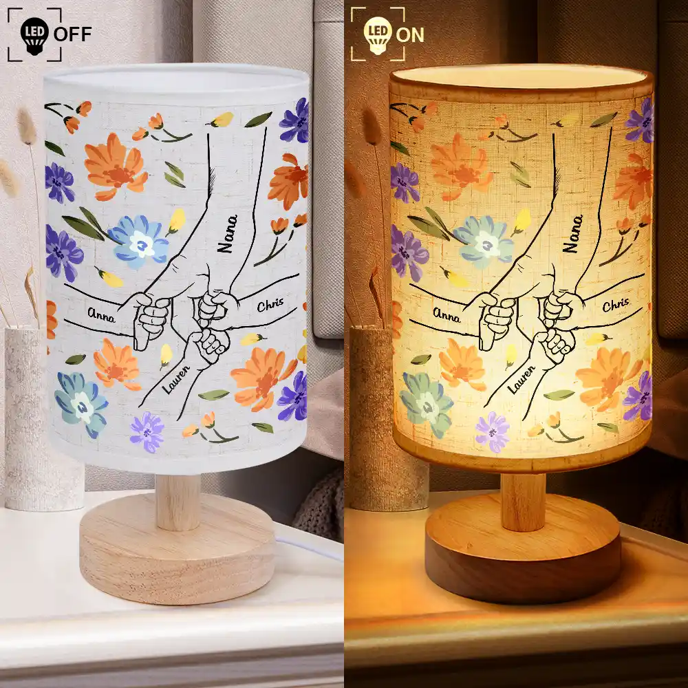 Hand In Hand Will Always Protect You Mom Nana - Personalized Fabric Lamp - Image 4