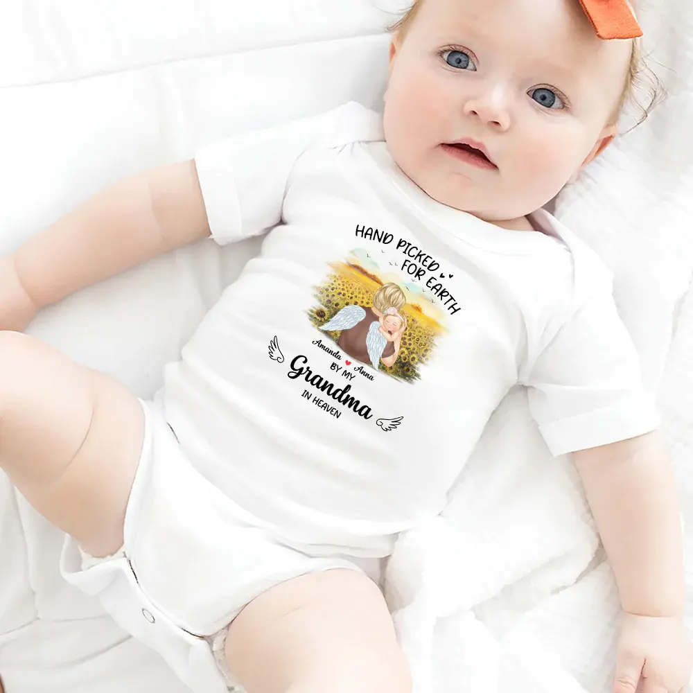 Hand Picked For Earth By My Grandpa Grandma - Personalized Baby Onesie - Image 5