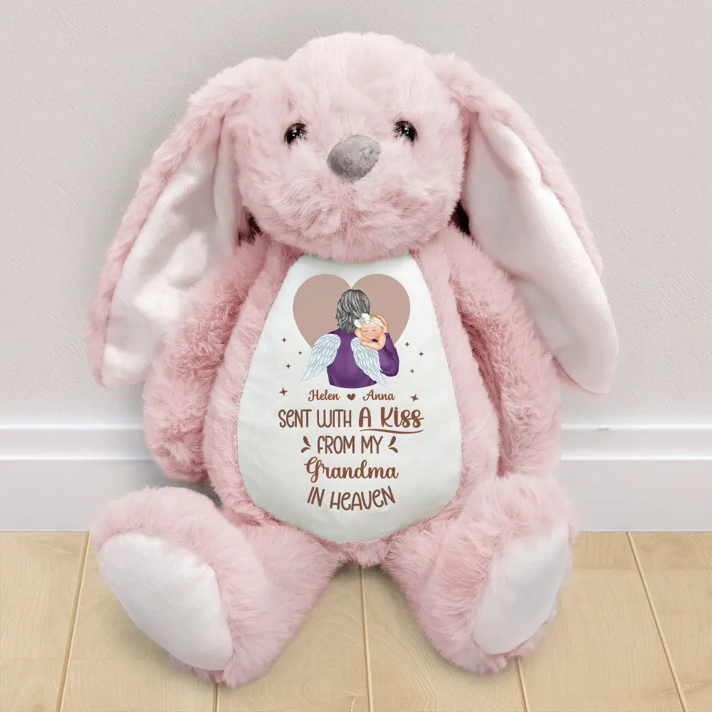 Hand Picked For Earth By My Grandpa Grandma - Personalized Soft Toy Bunny - Image 2