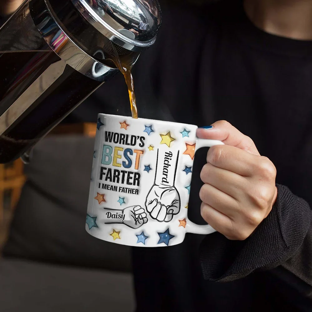 Hand Punch Best Farter I Mean Father - 3D Inflated Effect Printed Mug, Personalized White Edge-to-Edge Mug - Image 4