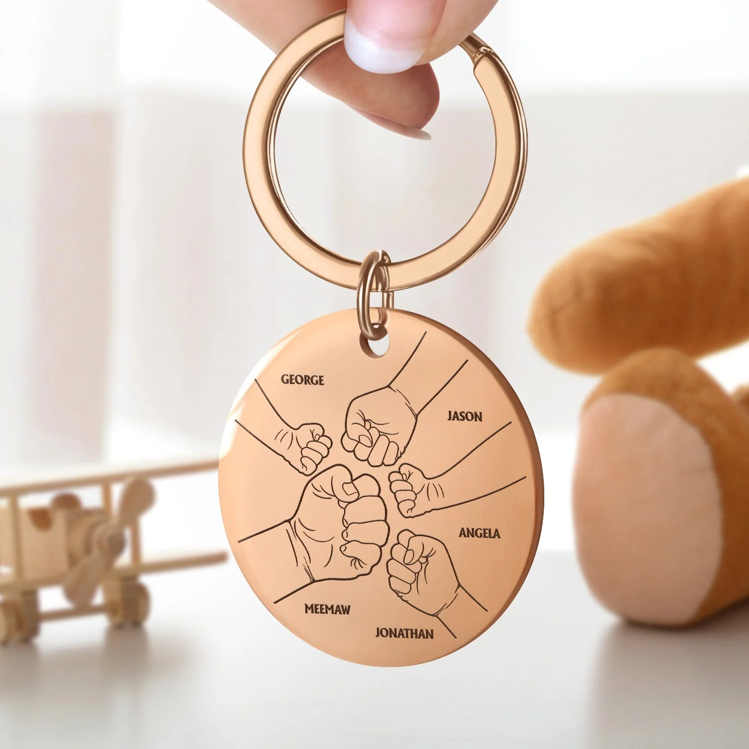 Hand Punch - Gift For Dad, Father, Mom, Mother, Grandpa, Grandma - Personalized Keyring - Image 3