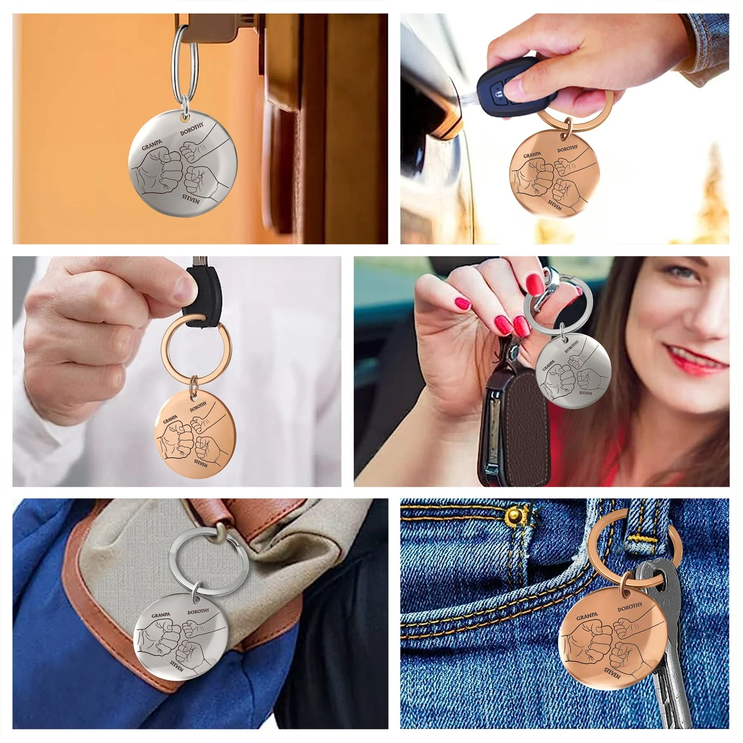 Hand Punch - Gift For Dad, Father, Mom, Mother, Grandpa, Grandma - Personalized Keyring - Image 5