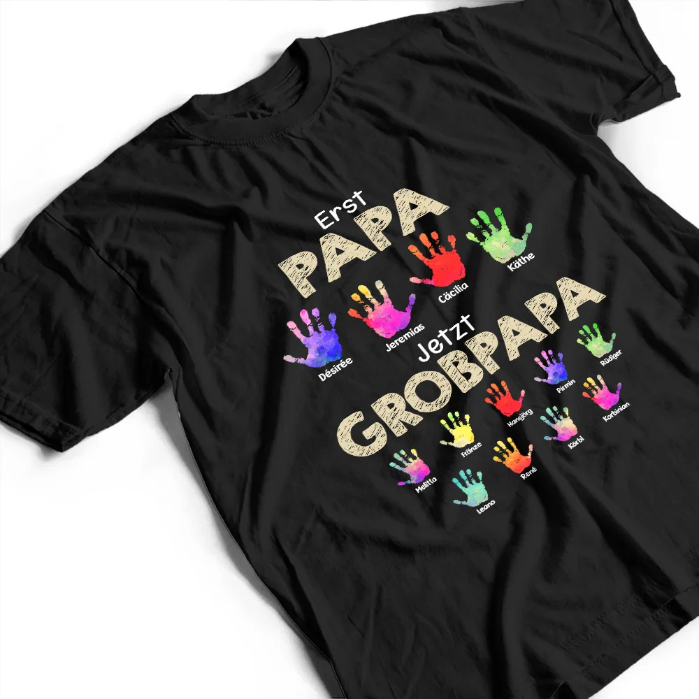 Handabdruck Erst Papa Jetzt Opa - Geschenk Für Papa Opa - Personalisiertes T Shirt - Image 3