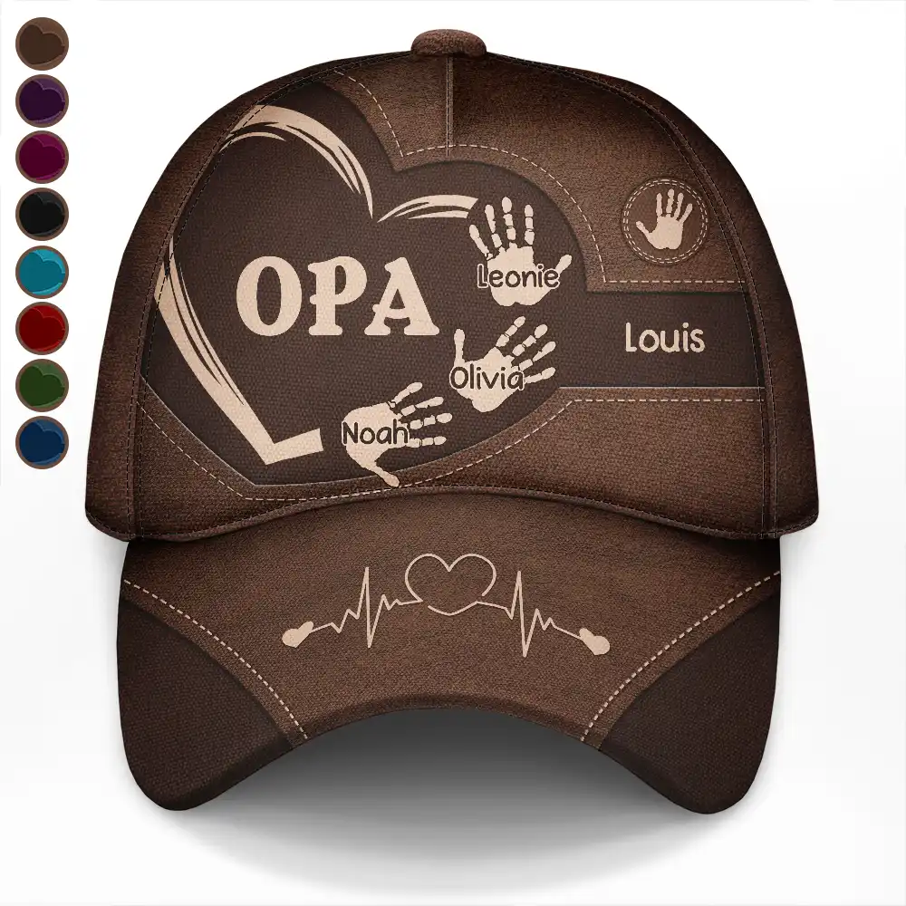 Handabdrücke Von Opa Papa Und Kindern - Personalisierte Klassische Kappe