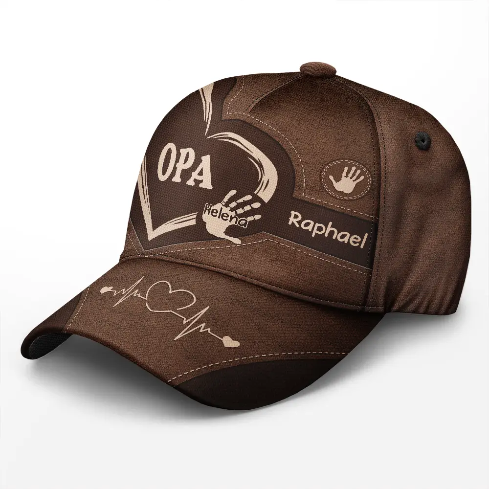 Handabdrücke Von Opa Papa Und Kindern - Personalisierte Klassische Kappe - Image 2