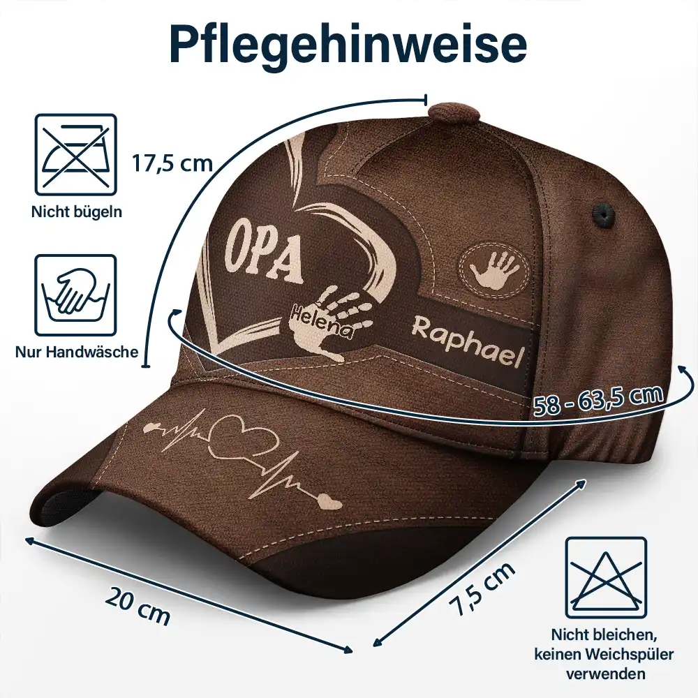 Handabdrücke Von Opa Papa Und Kindern - Personalisierte Klassische Kappe - Image 7