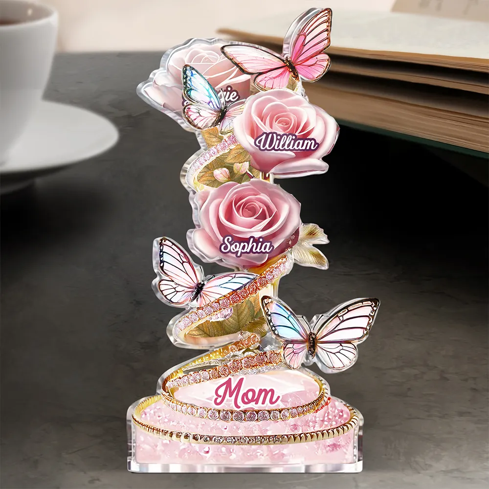 Handpicked Just For Mom Grandma 3D Crystal Effect Roses - Personalized Custom Shaped Acrylic Plaque - Image 4