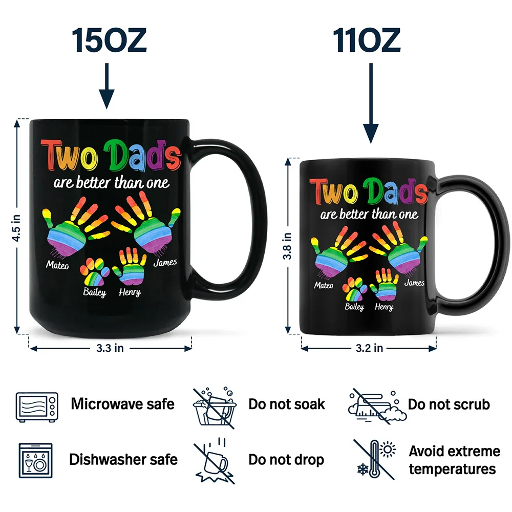 Handprints Two Are Better Than One - Personalized Black Mug - Image 4