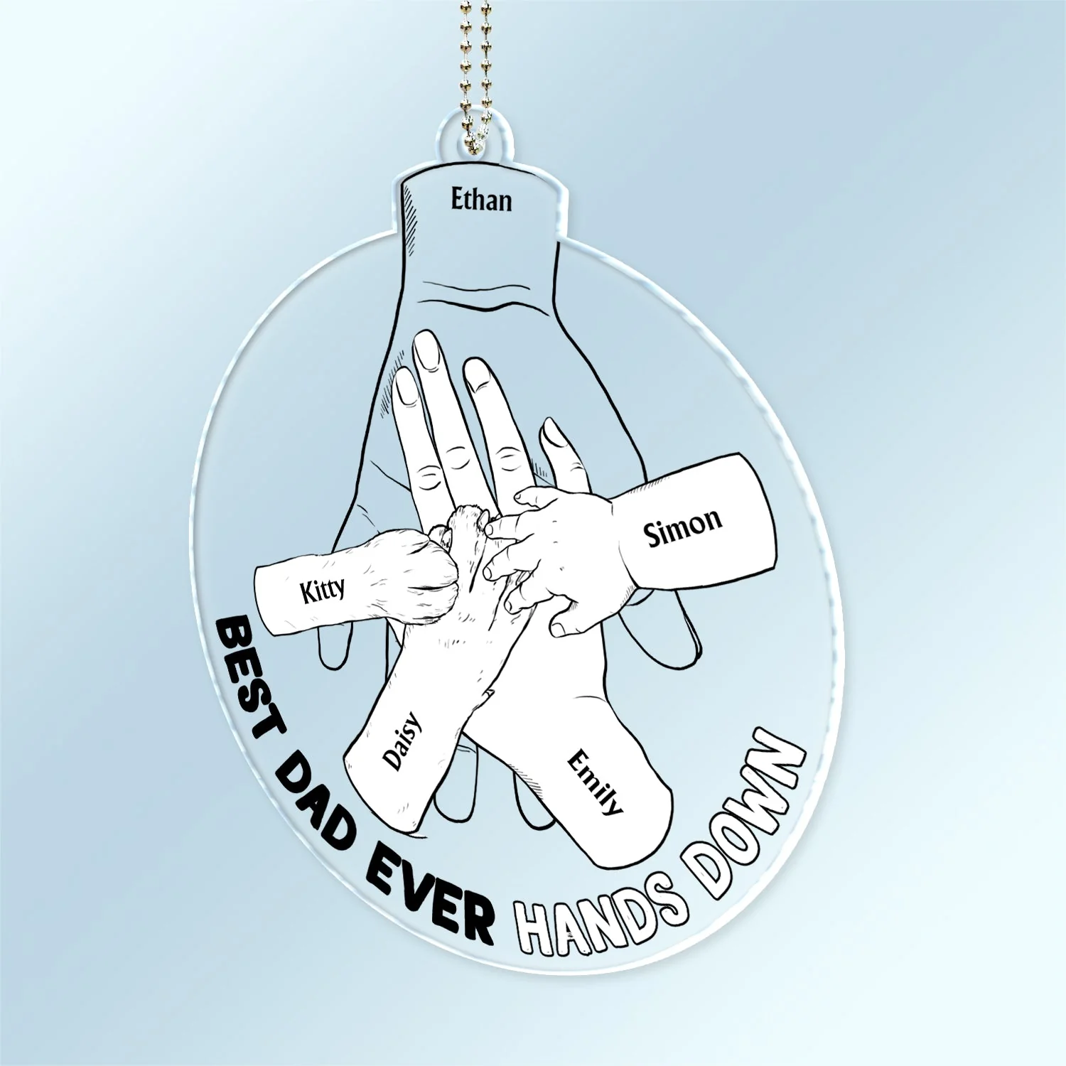 Hands Down - Gift For Father - Personalize Acrylic Car Hanger - Image 2