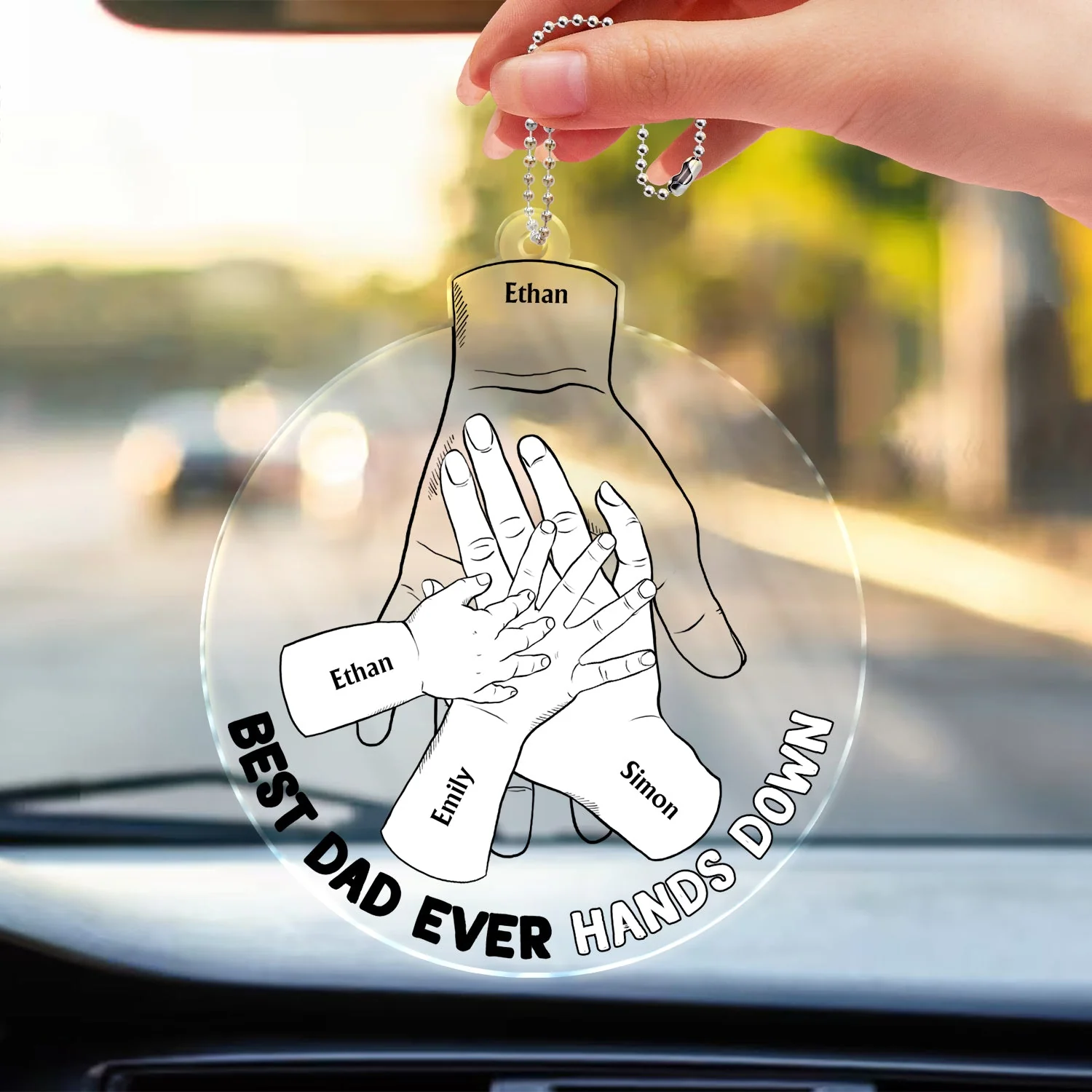 Hands Down - Gift For Father - Personalize Acrylic Car Hanger - Image 3