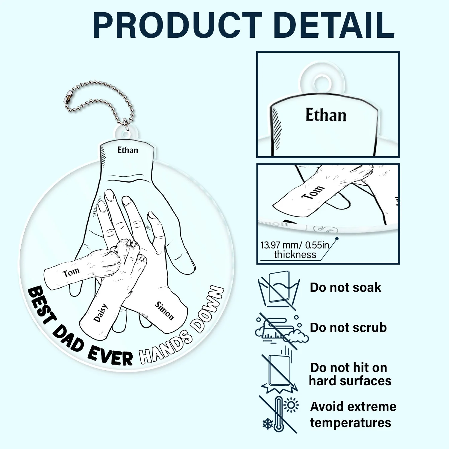 Hands Down - Gift For Father - Personalize Acrylic Car Hanger - Image 5