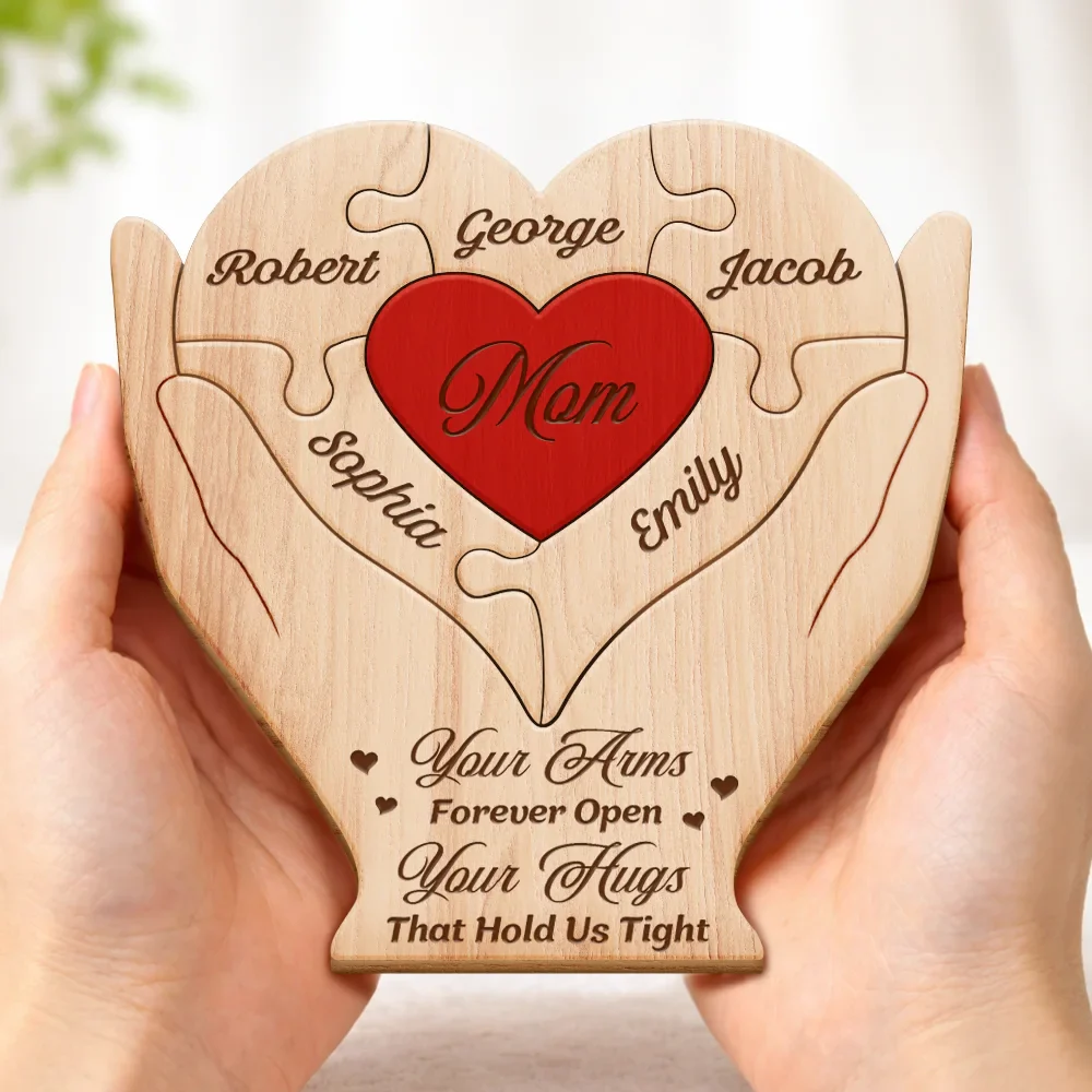 Hands Holding Heart You Are The Piece That Holds Us Together - Personalized Custom Shaped Wooden Puzzle - Image 5