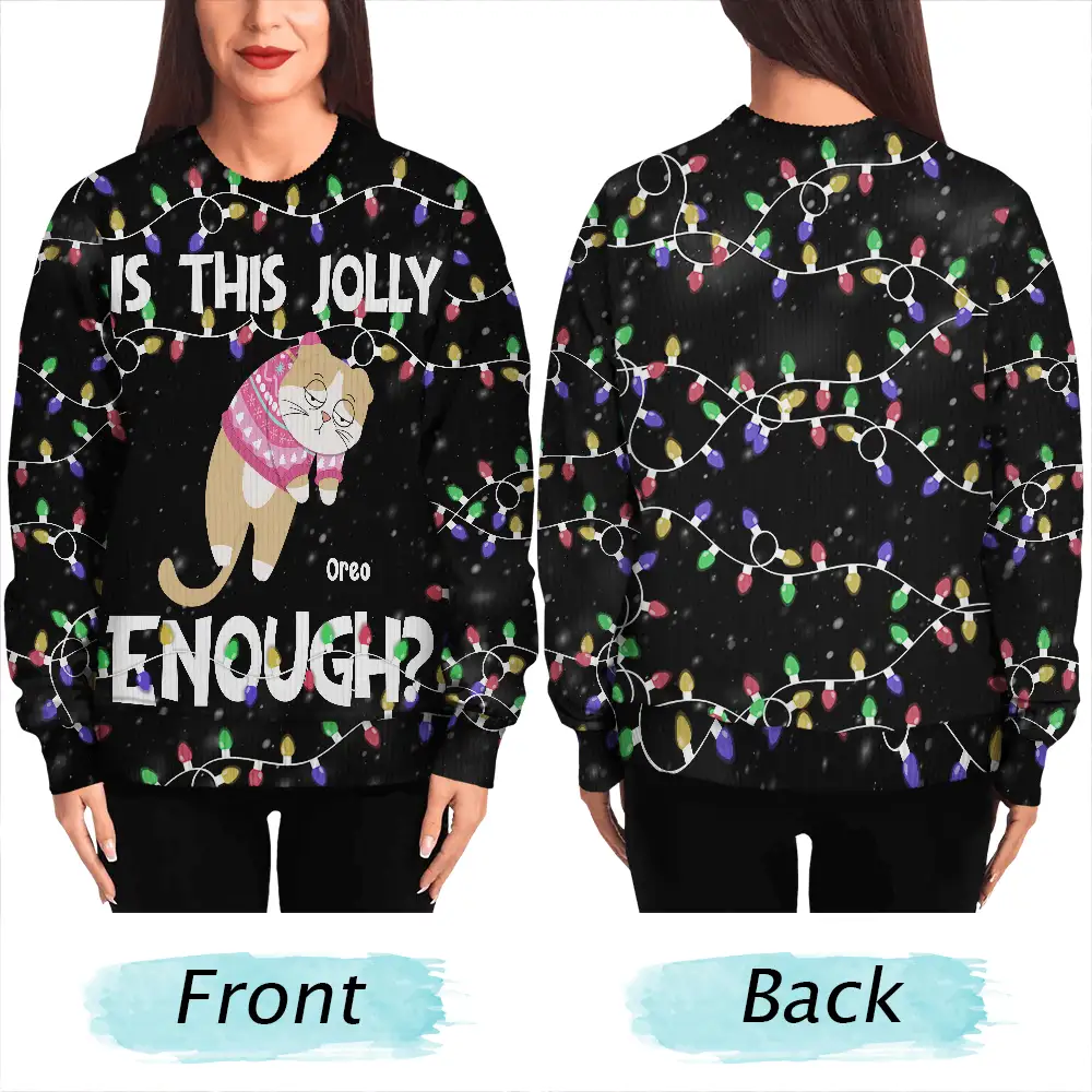 Hanging Cats Is This Jolly Enough - Personalized Unisex Ugly Sweater - Image 5