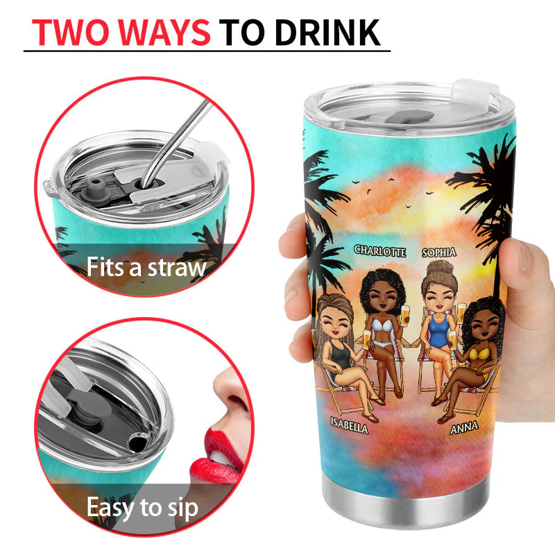 Hangovers Are Temporary But Drunk Stories Are Forever Beach Best Friends - Bestie BFF Gift - Personalized Custom Tumbler - Image 4