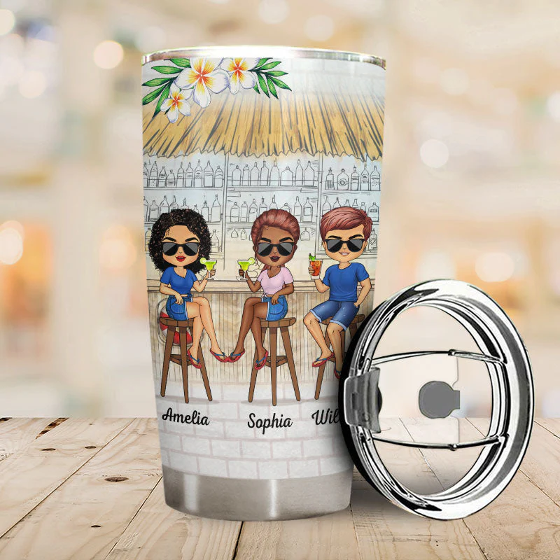 Hangovers Are Temporary But Drunk Stories Are Forever Colorful Beach Best Friends - Bestie BFF Gift - Personalized Custom Tumbler - Image 2