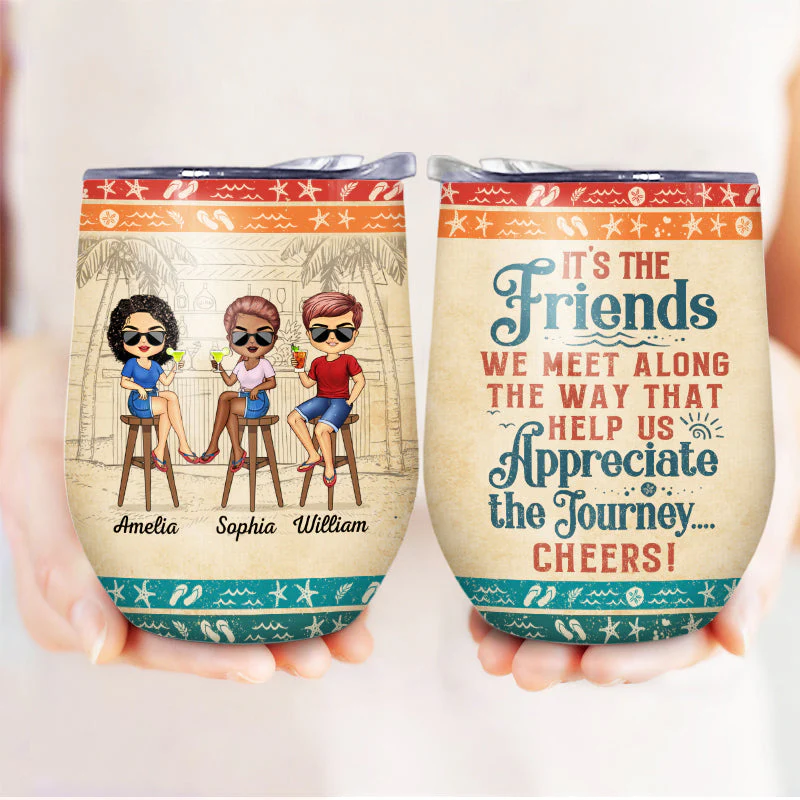 Hangovers Are Temporary But Drunk Stories Are Forever Vacation Best Friends - Bestie BFF Gift - Personalized Custom Wine Tumbler - Image 3