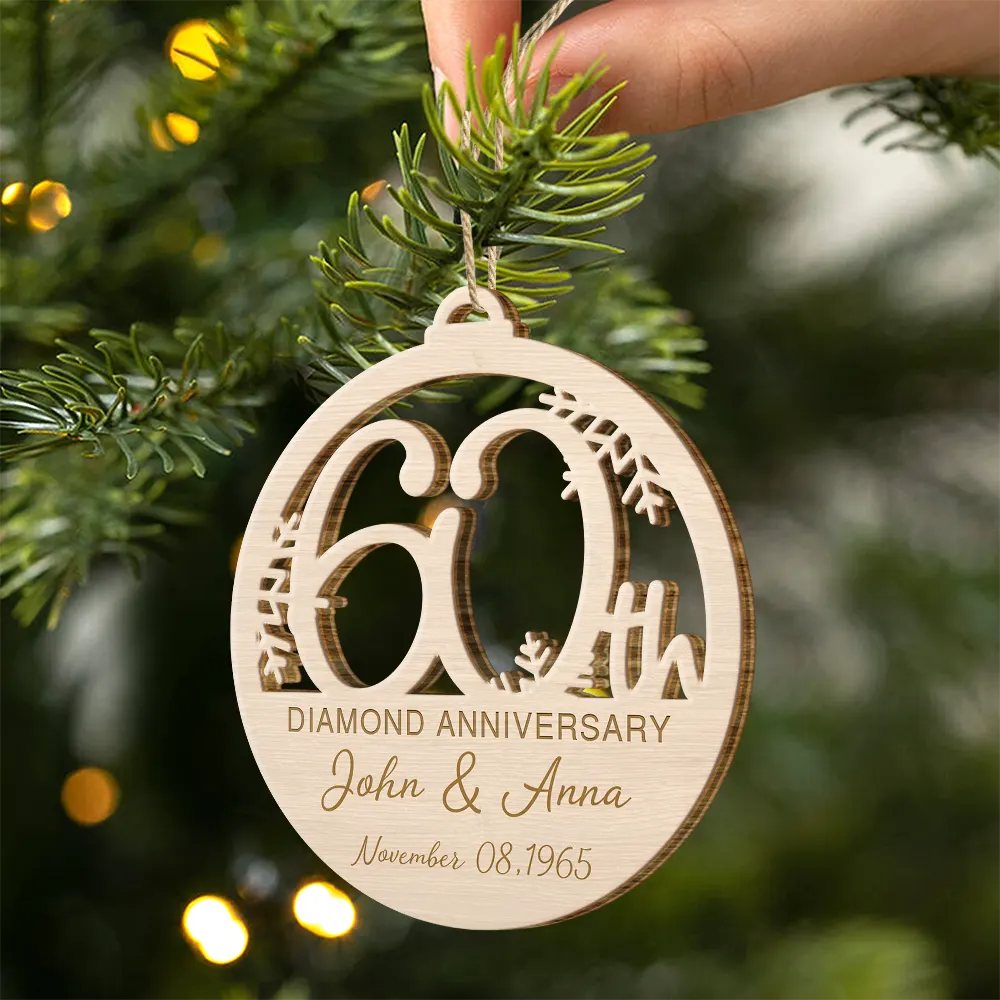 Happy 25th Anniversary - Personalized Custom Shaped Wooden Ornament - Image 2