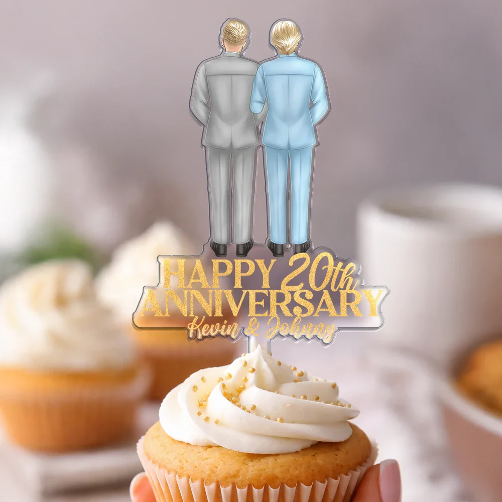 Happy Aniversary Couple Wedding - Personalized Acrylic Cake Topper - Image 4