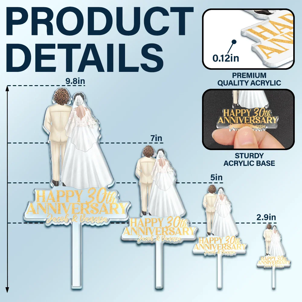 Happy Aniversary Couple Wedding - Personalized Acrylic Cake Topper - Image 5