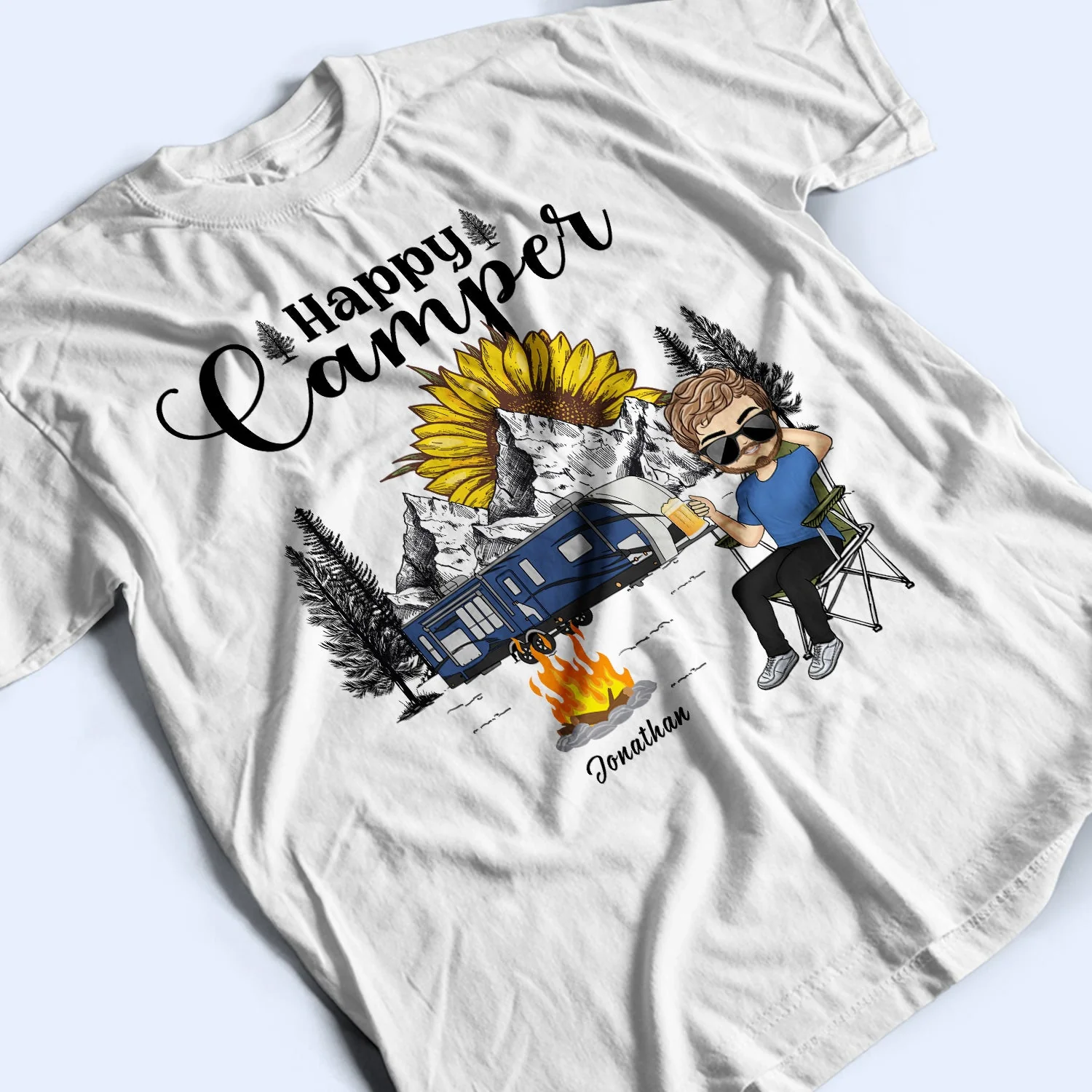 Happy Camper Chibi - Gift For Camping Lovers - Personalized Custom T Shirt - Image 3