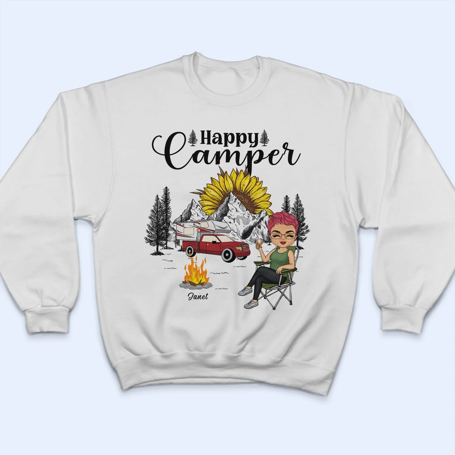 Happy Camper Chibi - Gift For Camping Lovers - Personalized Custom T Shirt - Image 5