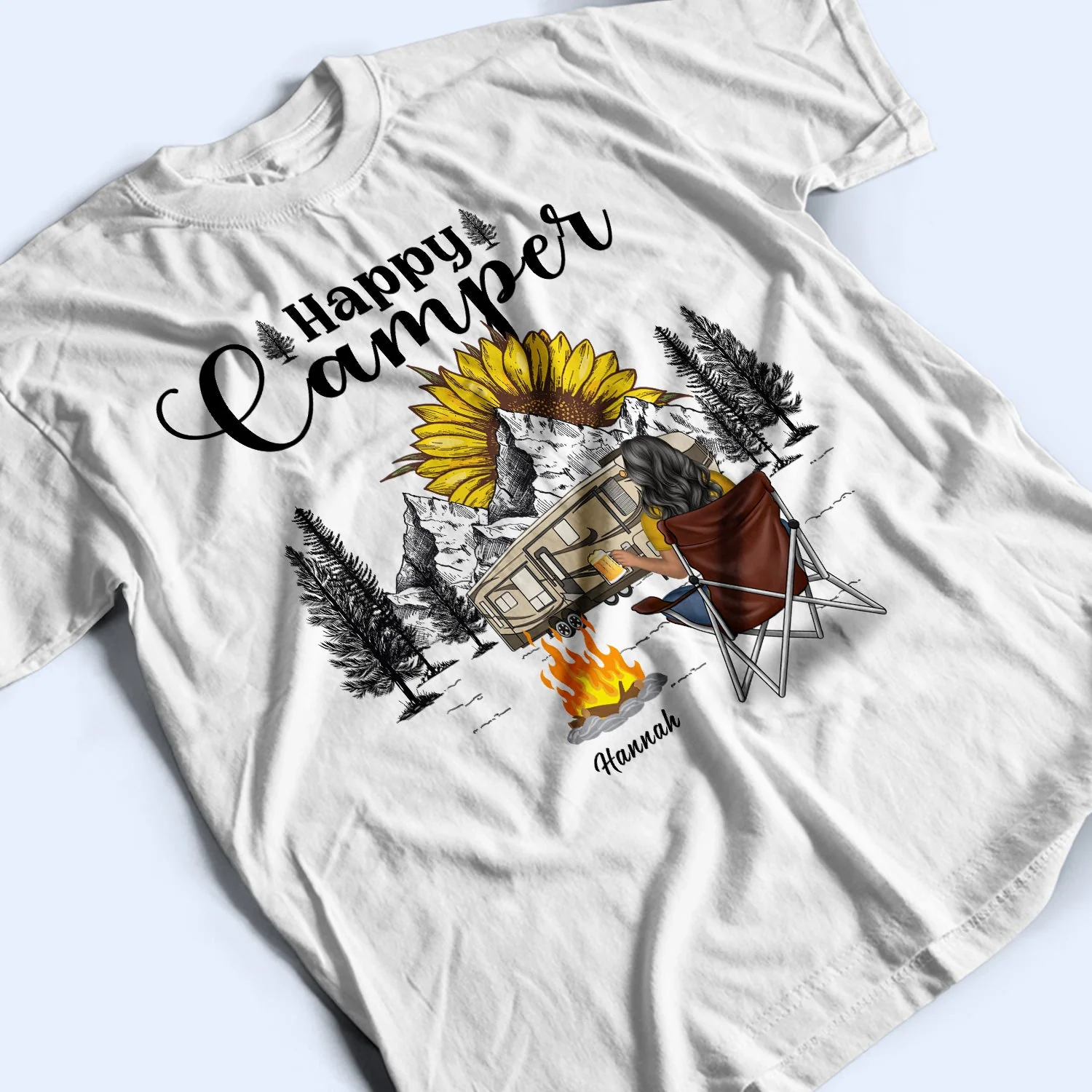Happy Camper - Gift For Camping Lovers - Personalized Custom T Shirt - Image 3