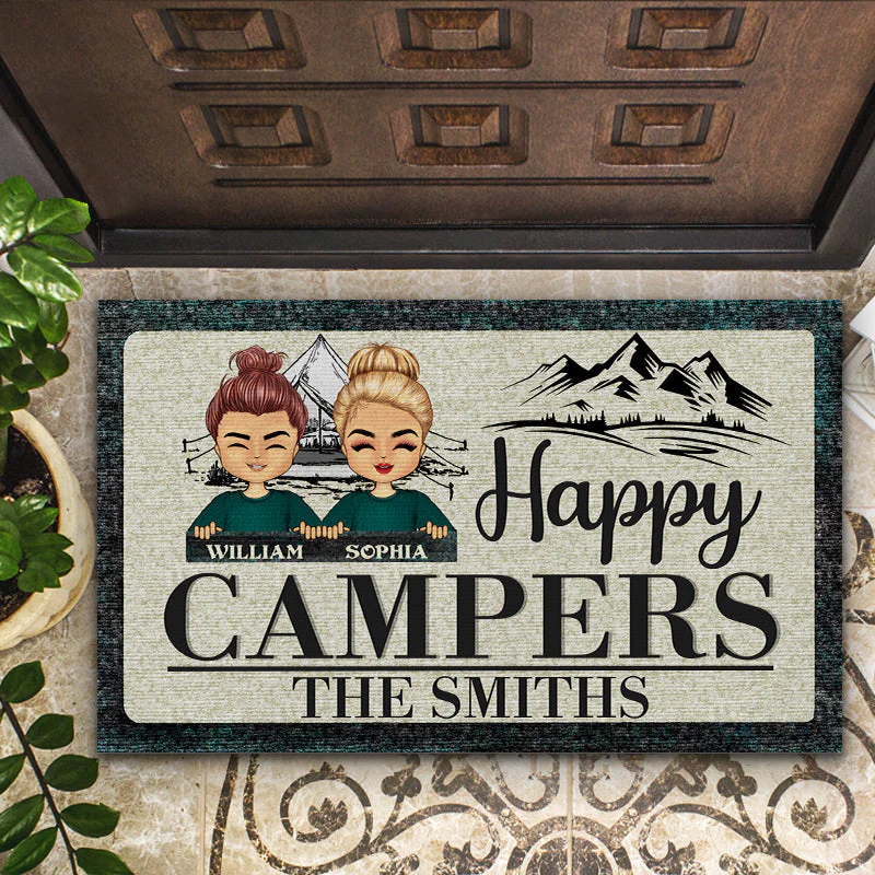 Happy Campers Camping - Personalized Custom Doormat - Image 2
