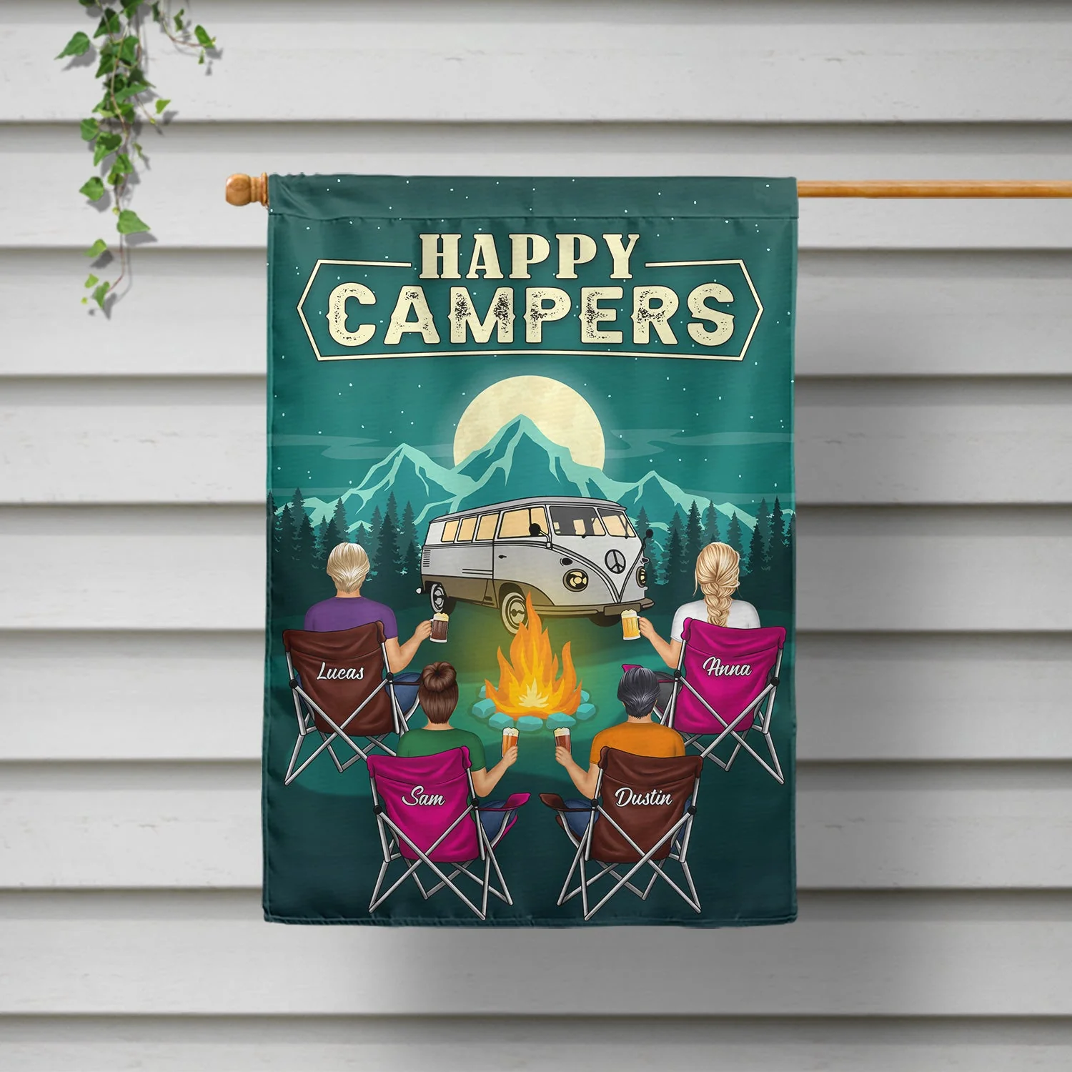 Happy Campers - Gift For Camping Besties - Personalized Custom Flag - Image 2