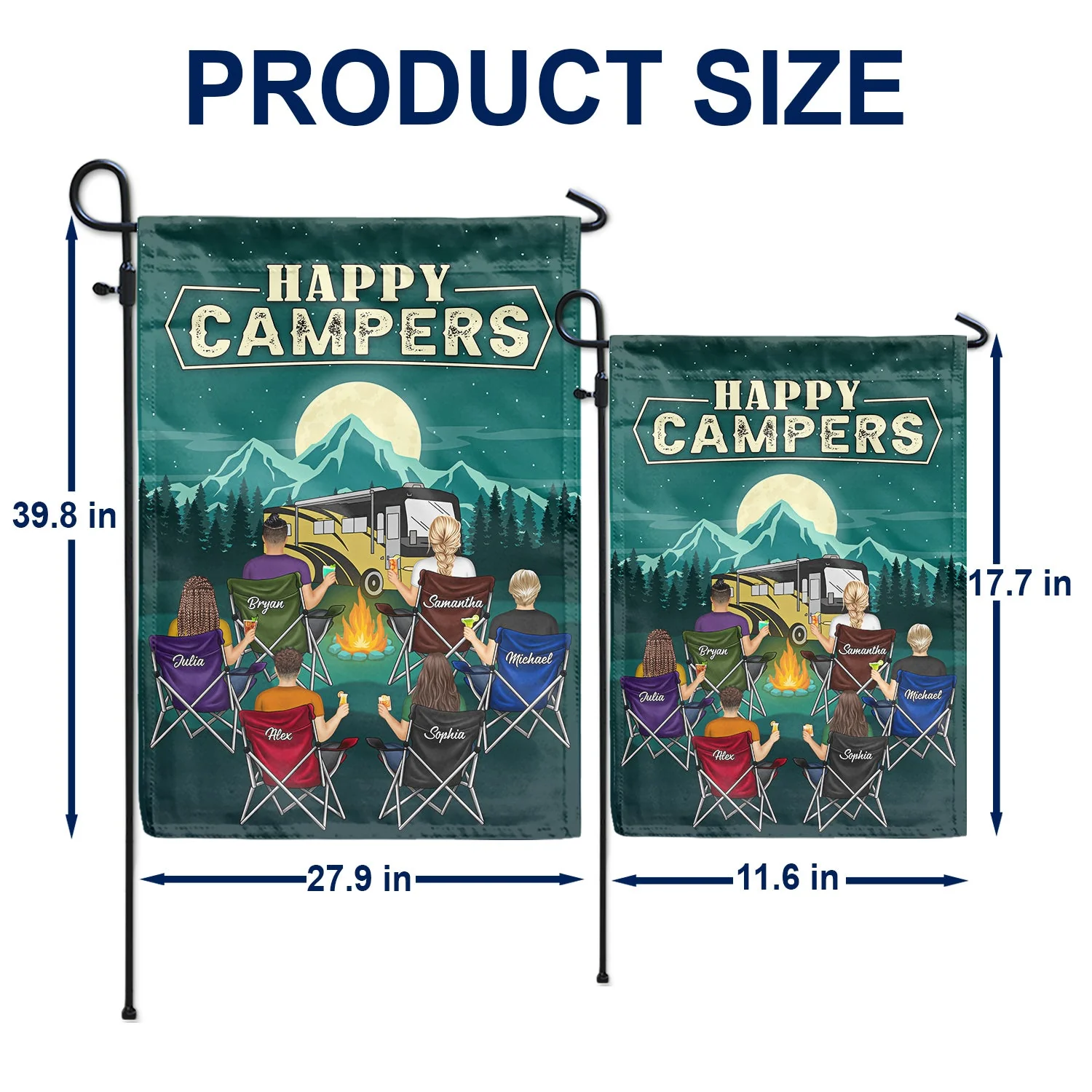 Happy Campers - Gift For Camping Besties - Personalized Custom Flag - Image 5