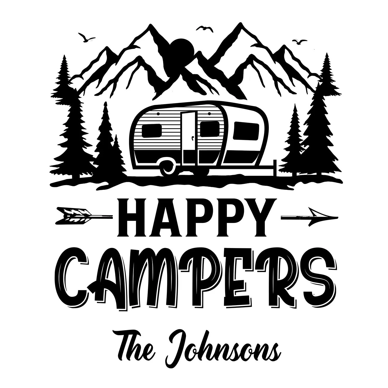 Happy Campers RV Trailer Tent - Vacation, Traveling, Funny Gift For Camping Lovers - Personalized Camping Decal, Decor Decal - Image 2