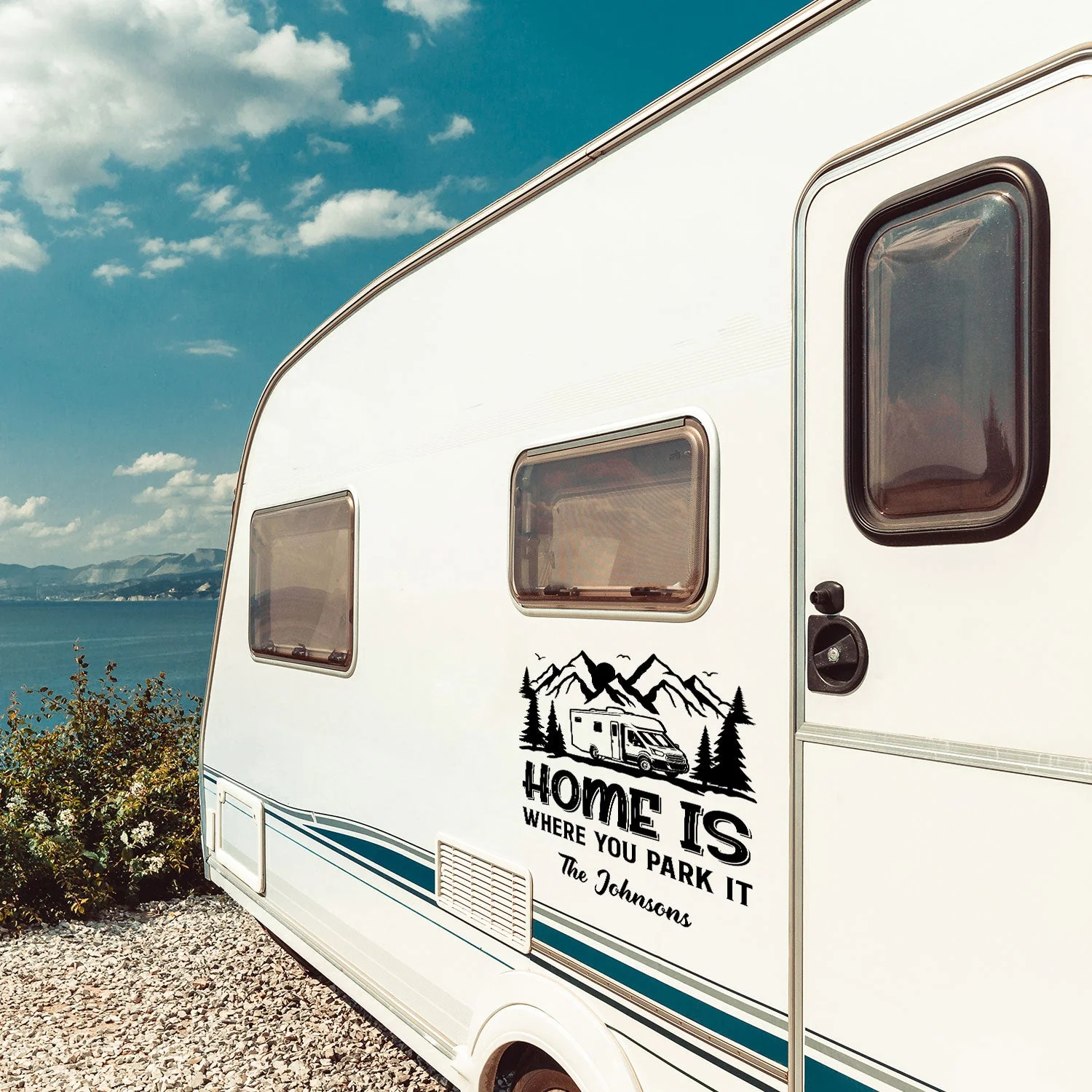 Happy Campers RV Trailer Tent - Vacation, Traveling, Funny Gift For Camping Lovers - Personalized Camping Decal, Decor Decal - Image 3