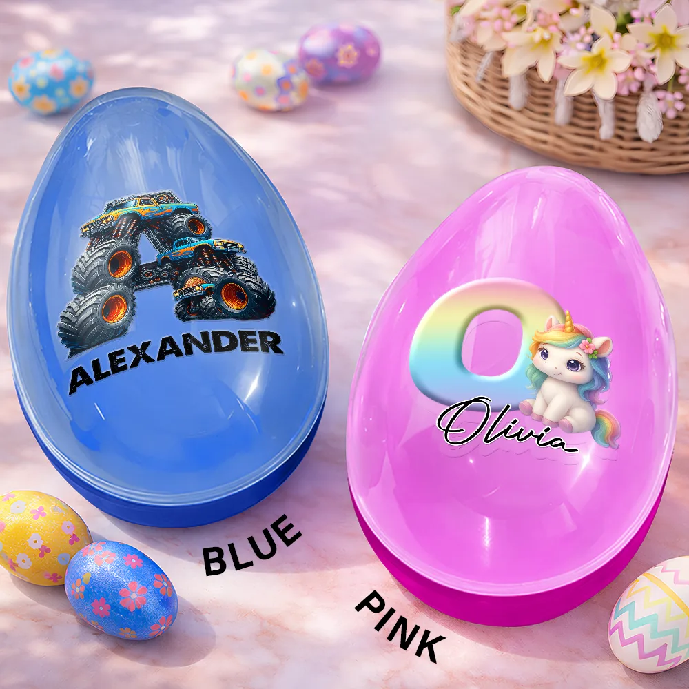Happy Easter 3D Monster Truck Toy And Unicorn Alphabet - Personalized Fillable Egg - Image 2