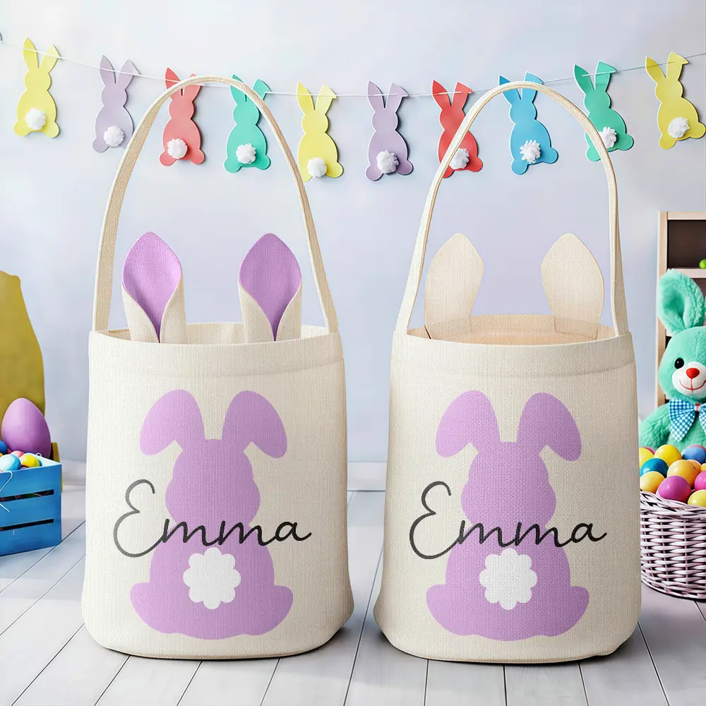 Happy Easter Backside Bunny - Personalized Bunny Ears Bucket Bag - Image 3