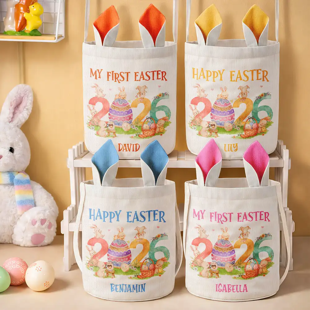 Happy Easter - Personalized Bunny Ears Bucket Bag - Image 2