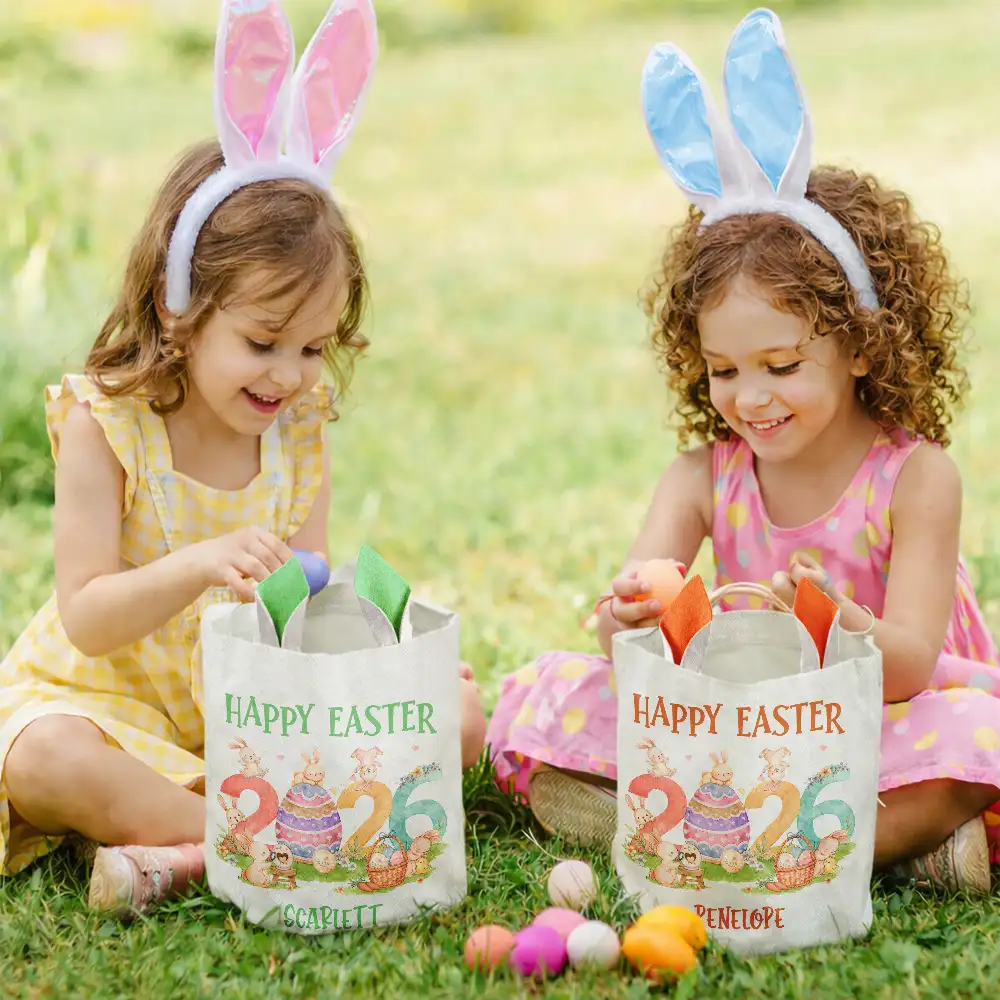 Happy Easter - Personalized Bunny Ears Bucket Bag - Image 6
