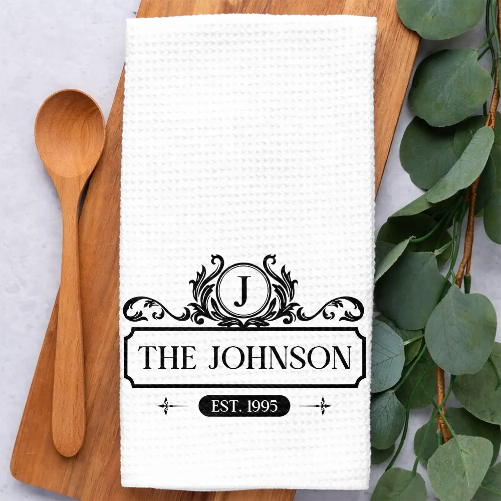 Happy Family Monogram - Personalized Kitchen Towel - Image 2